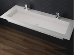 Plan vasque à encastrer, bassin double 90 cm, sur mesure, Largeur 100 à 200 cm x Profondeur 40 à 60 cm, résine minérale ACRYSTONE®, Finition lisse, Livraison Offerte et Rapide.